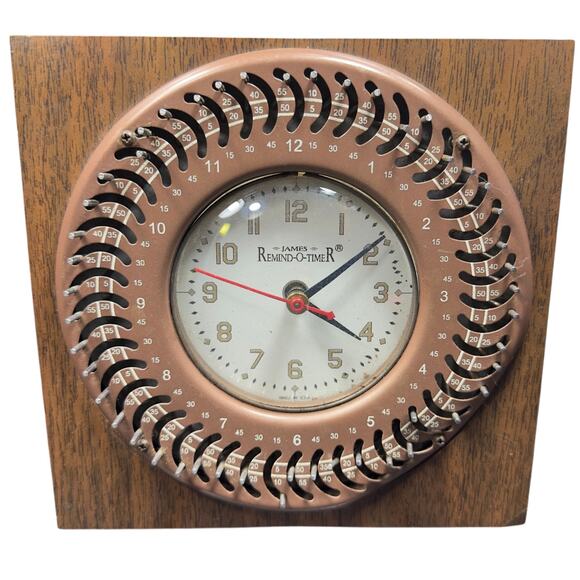 Vintage Remindometer Timer Electric Alarm Clock Mid Century Wood Retro - Picture 1 of 10
